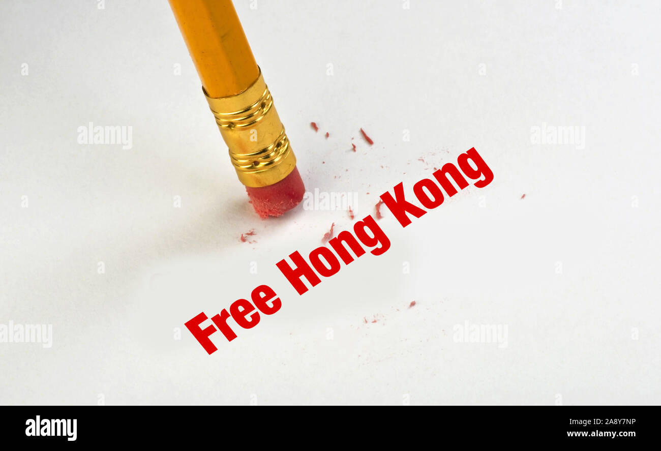 Hong Kong libre avec un crayon et une gomme Banque D'Images