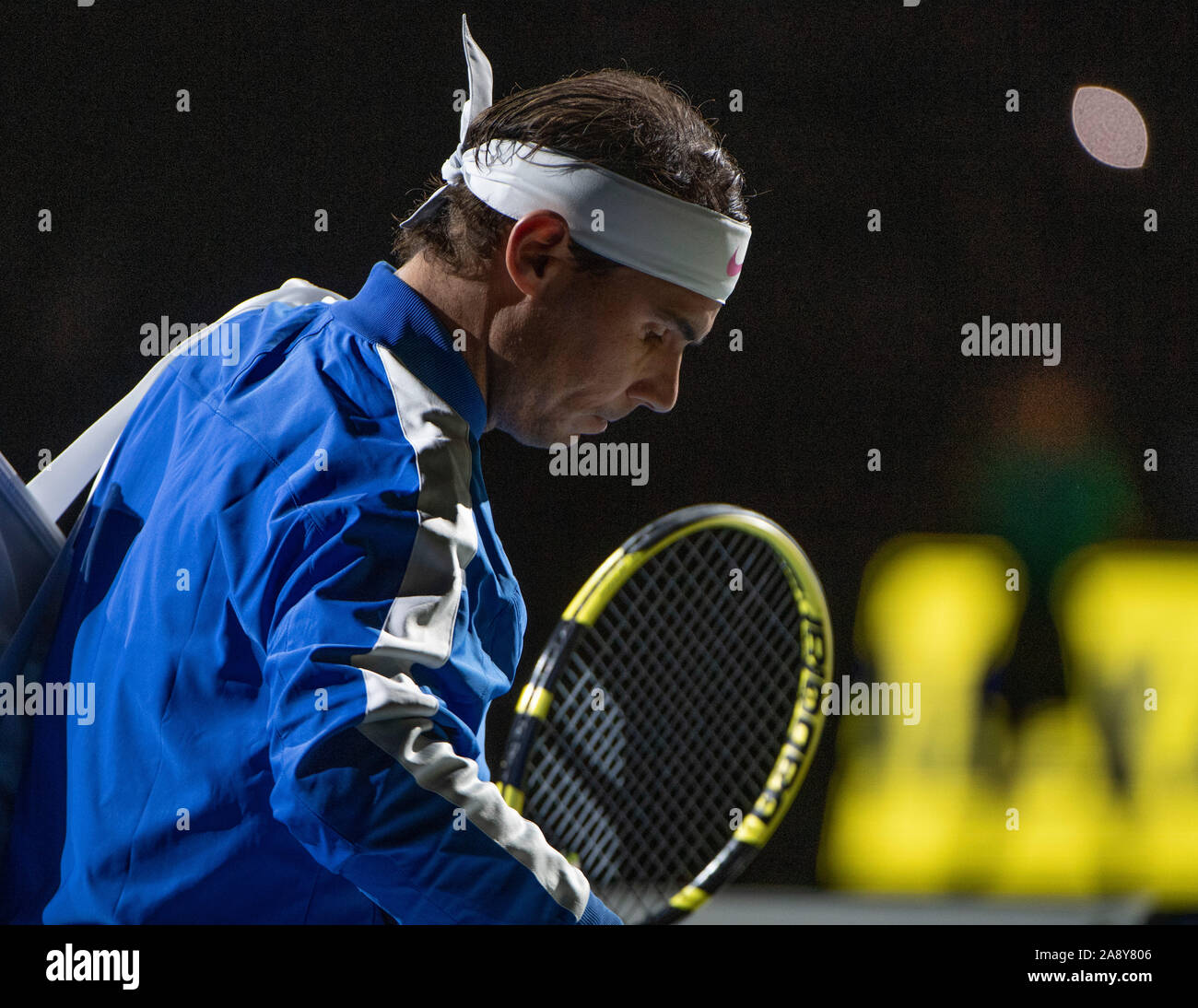 O2, Londres, Royaume-Uni. 11 novembre 2019. Soirée finale ATP Nitto match simple, Rafael Nadal (ESP) (1) vs Alexander Zverev (GER) (7). Credit : Malcolm Park/Alamy Live News. Banque D'Images