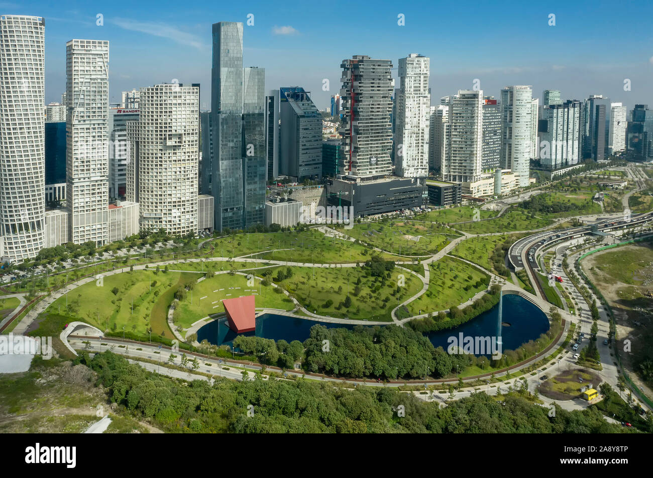 La Mexicana Park, Santa Fe, Mexico City, Mexique Banque D'Images La Mexicana Park, Santa Fe, Mexico City, Mexique Banque D'Images