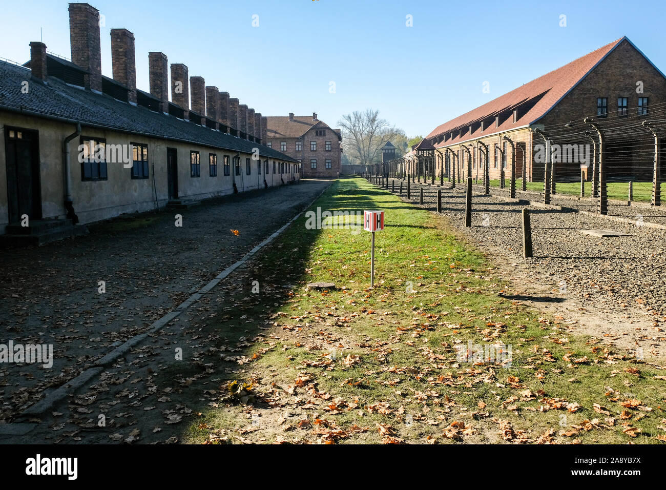 Auschwitz Birkenau allemand nazi de concentration et la mort camp, Pologne Banque D'Images