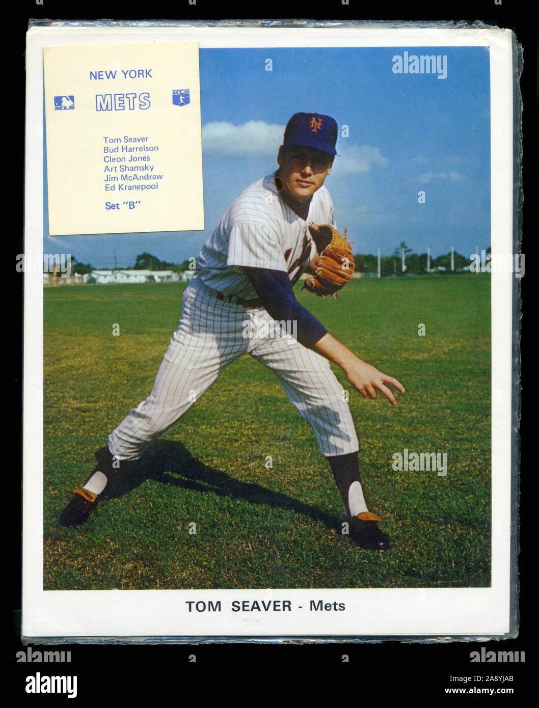 Ensemble de photos souvenirs des Mets de New York de 1969 que l'équipe de baseball a remporté la Série mondiale contre les Orioles de Baltimore. Banque D'Images