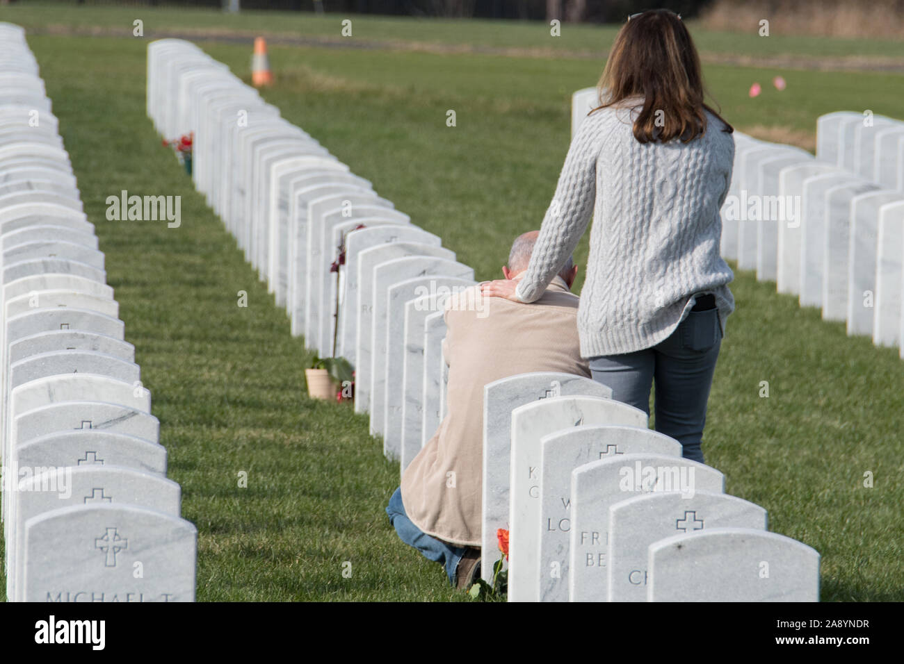 Newtown, Connecticut, USA - 11/11/2019 : Célébration de la Journée des anciens combattants au cimetière National de Washington Crossing Banque D'Images