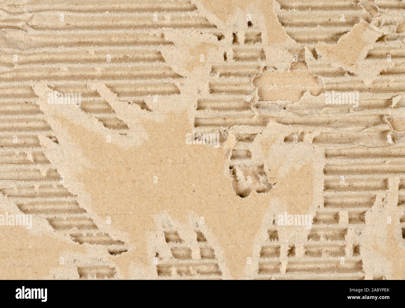 Close-up of broken morceau de carton paper.vue d'en haut. Banque D'Images