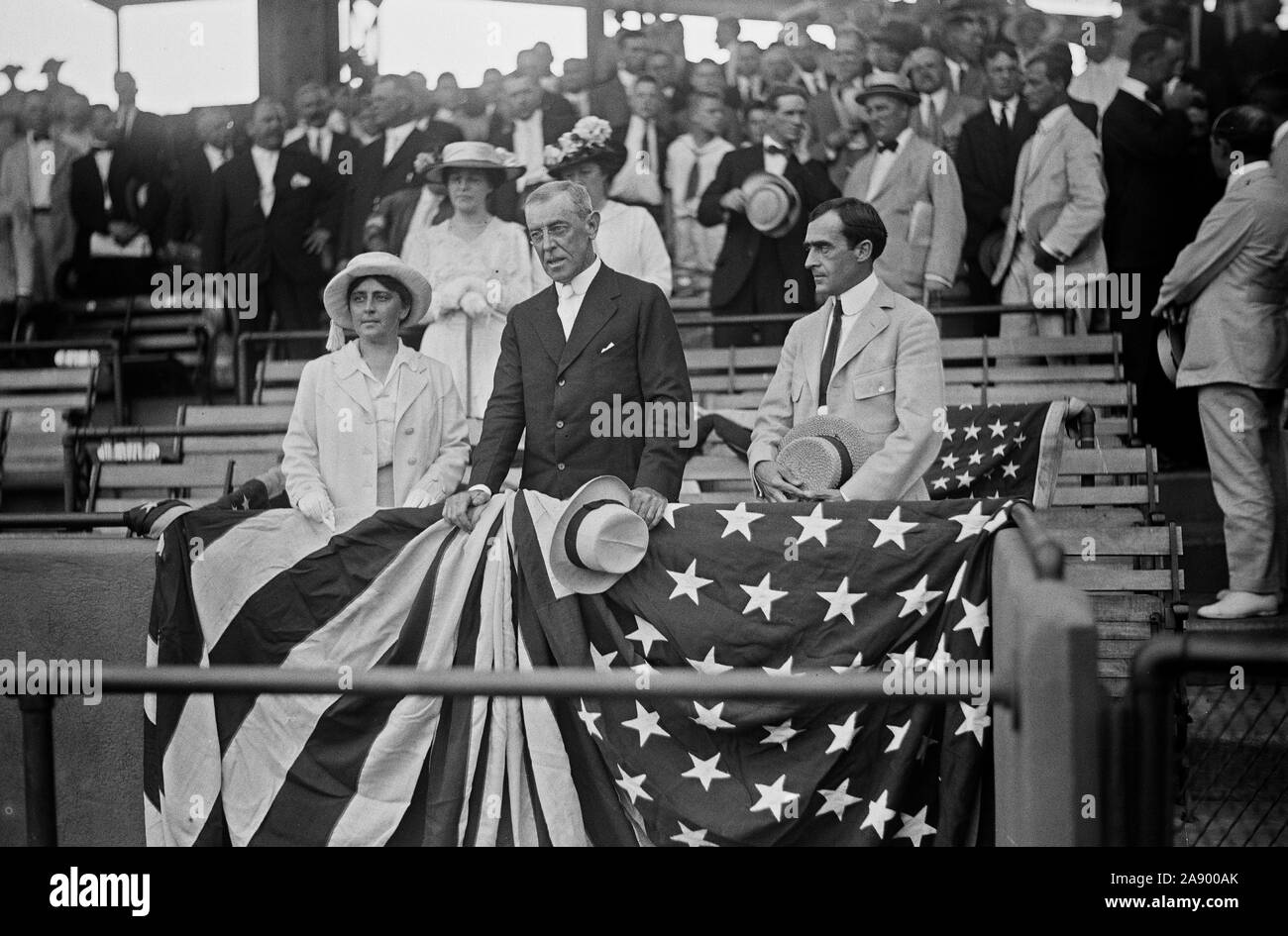 Le Président Woodrow Wilson à un jeu de base-ball ca. 1914 Banque D'Images