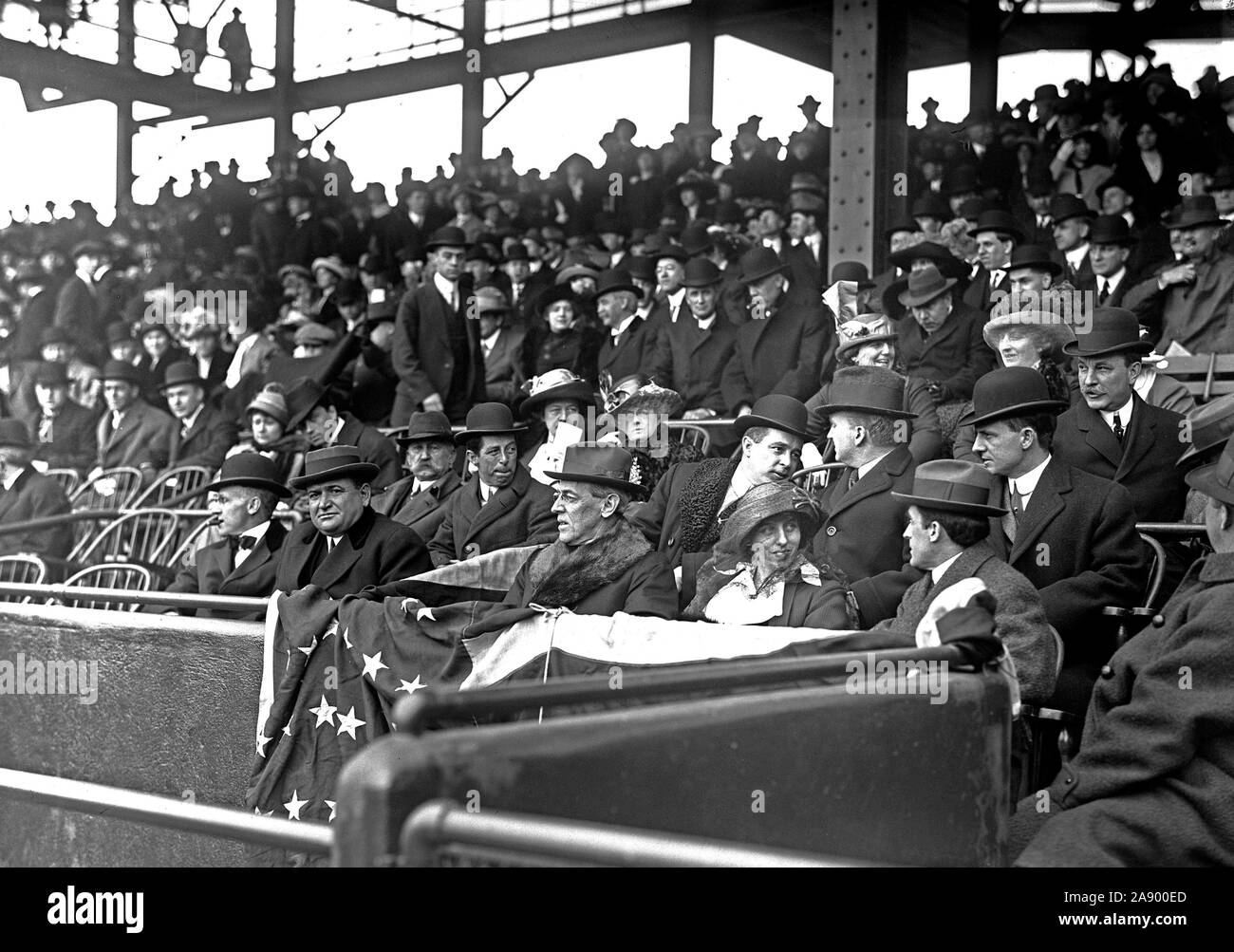 Le président Wilson à un jeu de base-ball ca. 1913 Banque D'Images