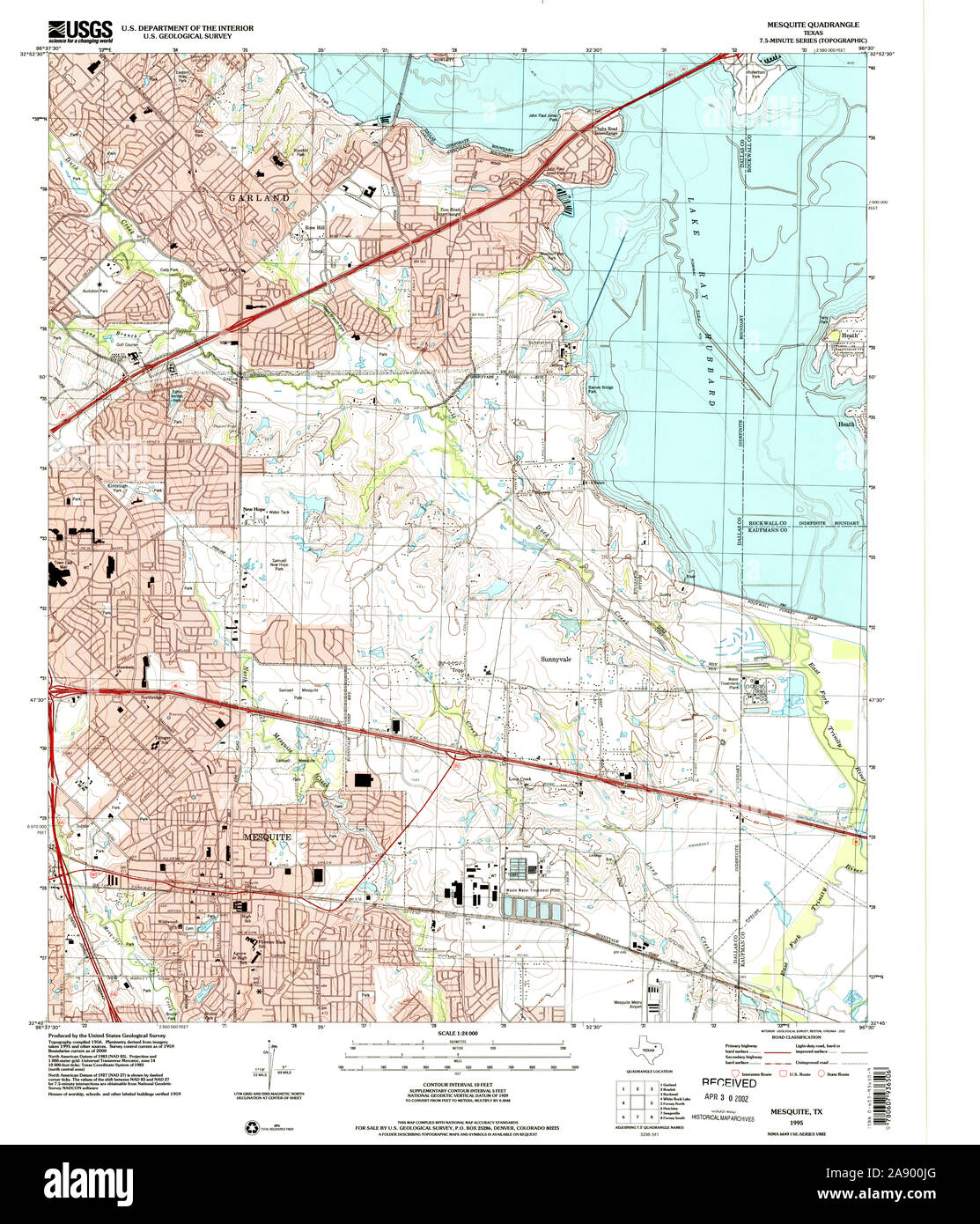 Carte TOPO USGS Mesquite TX Texas 1181681995 Restauration 24000 Banque D'Images