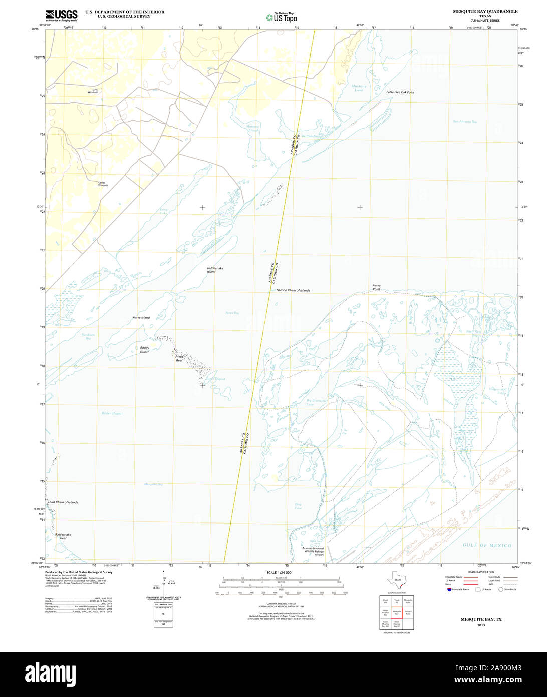 Carte TOPO USGS Mesquite TX Texas Bay 20130115 Restauration TM Banque D'Images