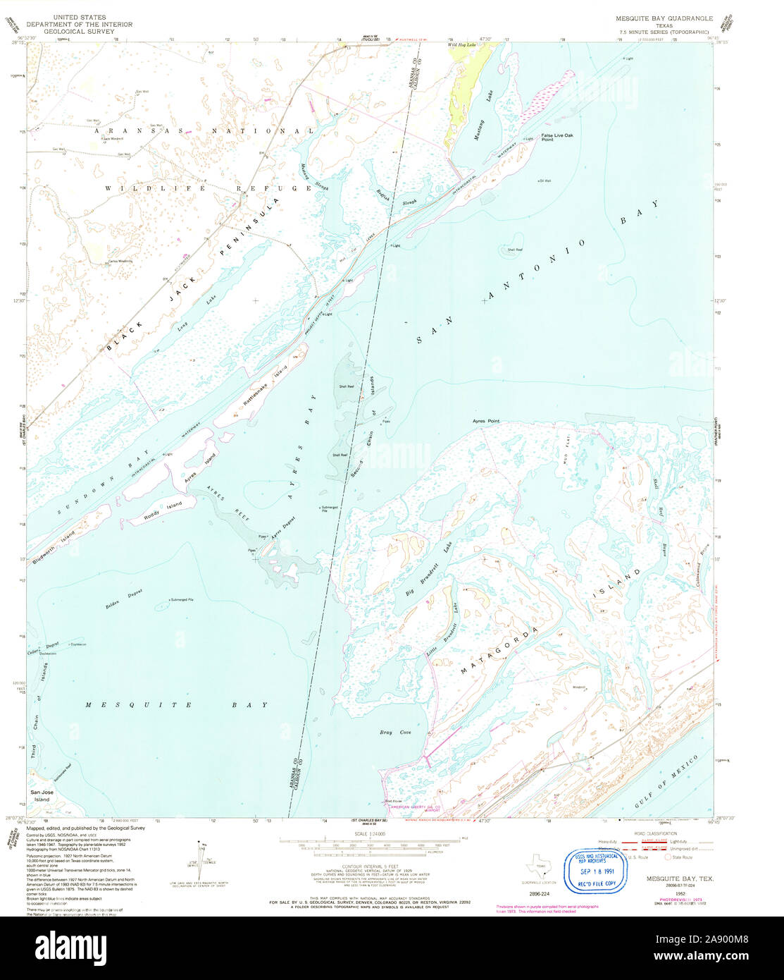 Carte TOPO USGS Mesquite TX Texas Bay 118167 1952 24000 Restauration Banque D'Images