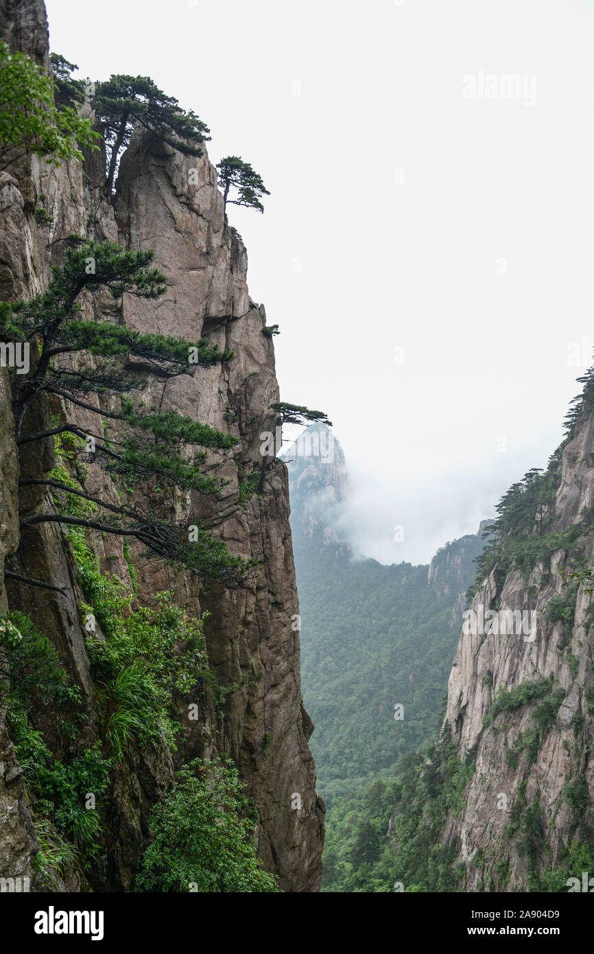 Mont Huangshan Mountains.jaune.Une chaîne de montagnes dans le sud de la province de l'Anhui en Chine orientale. Banque D'Images