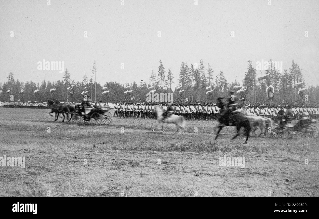 Manœuvre à Lappeenranta, Finlande au cours de la visite d'Alexandre III de Russie, le 6 août 1891 Banque D'Images