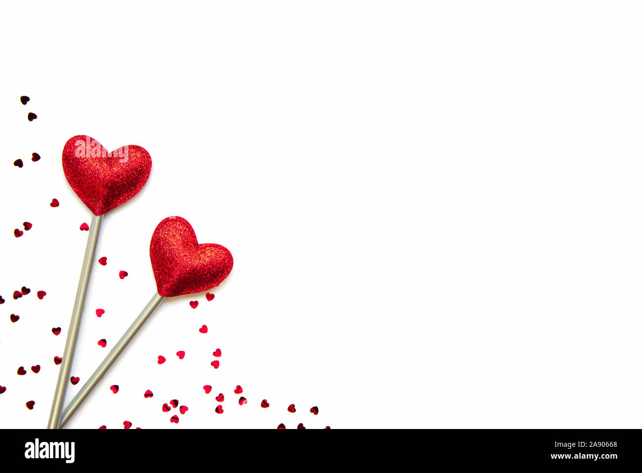 L'amour deux baguettes magiques. Concept de la Saint-Valentin. Copier l'espace. Banque D'Images