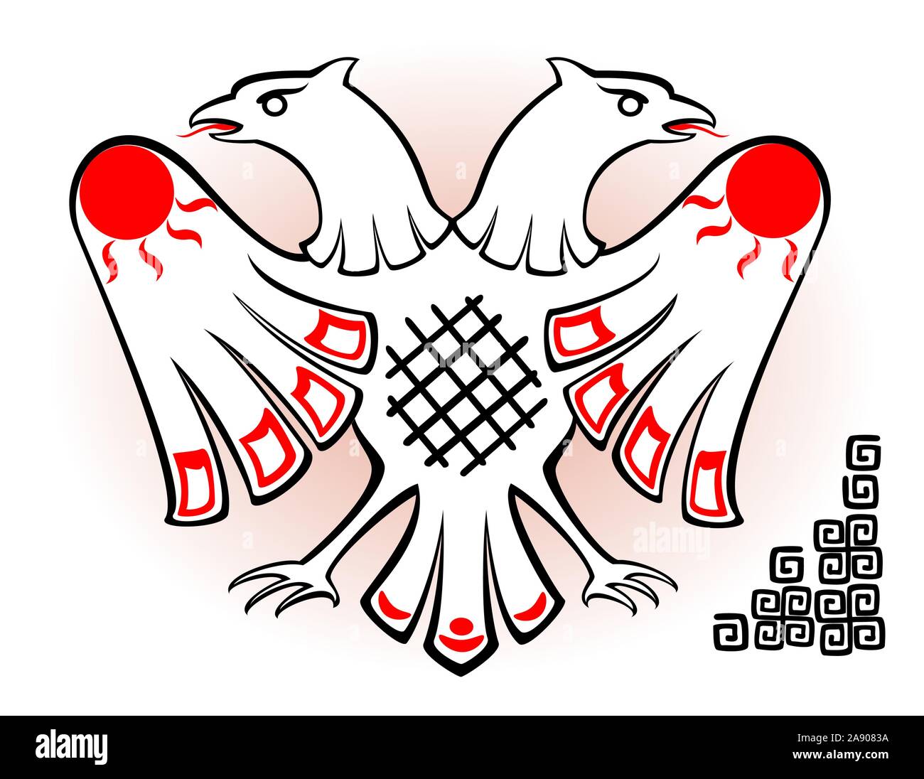 Résumé de droit de la double eagle blanc dans le style des anciens Indiens sur fond clair. EPS10 vector illustration. Illustration de Vecteur