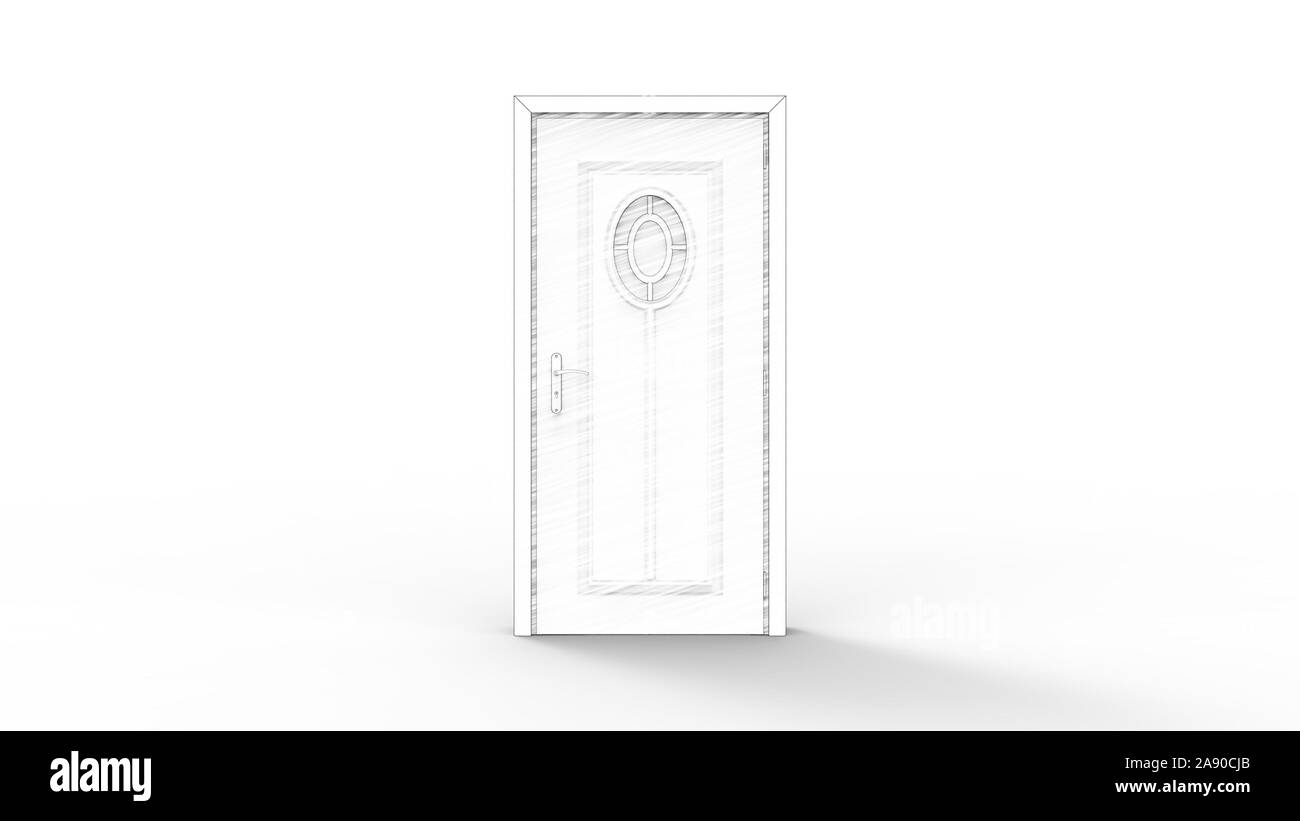 Le rendu 3D d'une porte isolée dans l'arrière-plan studio Banque D'Images