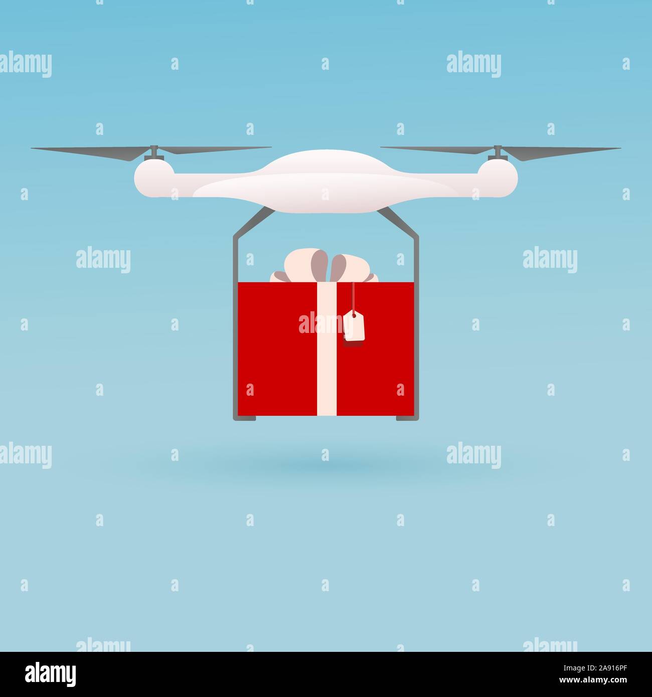 Drone avec don. De livraison moderne des cadeaux pour Noël. Drone volant  sur un fond blanc et porte un cadeau, la boîte rouge Image Vectorielle  Stock - Alamy