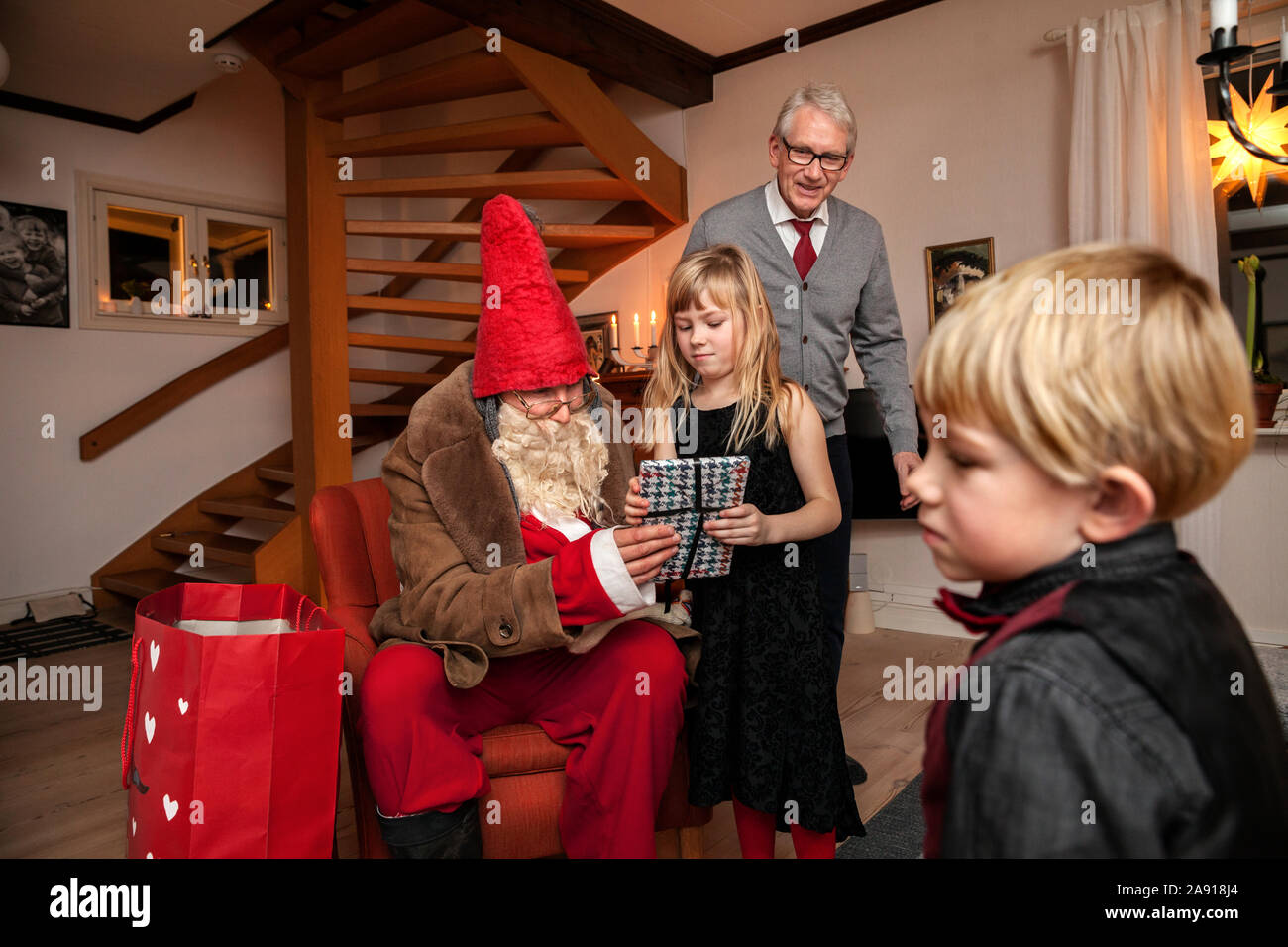 Réunion enfants Santa Banque D'Images