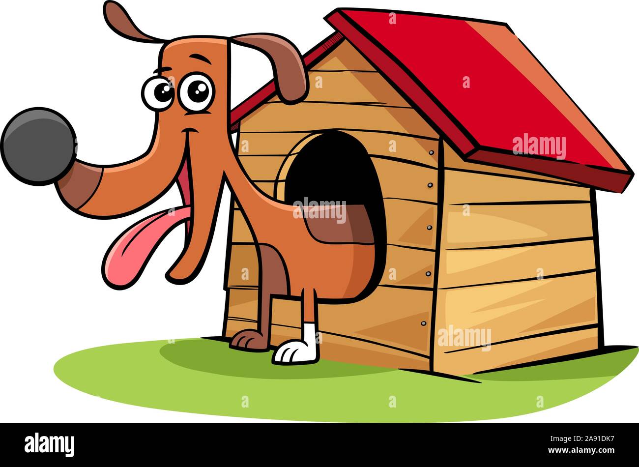 Cartoon Illustration de chien heureux Bande Dessinée personnage animal dans sa niche Illustration de Vecteur