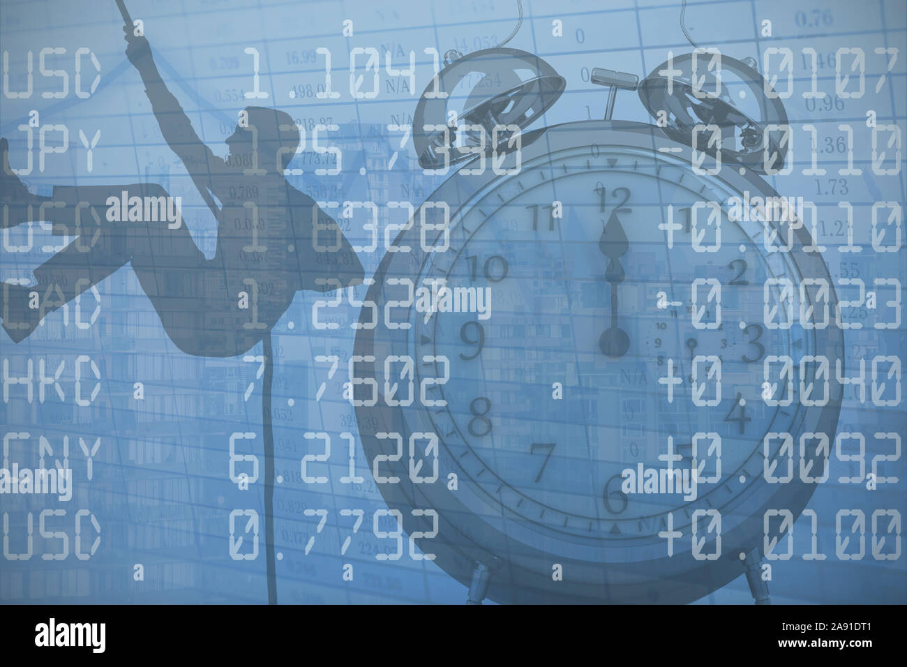 Composite image of businessman climbing rope Banque D'Images
