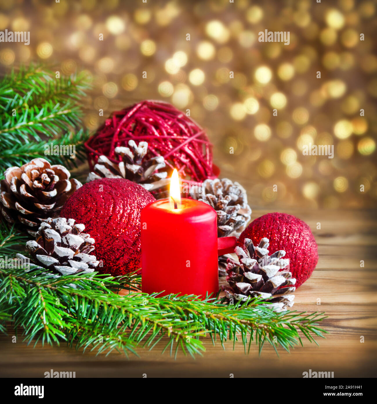 Décorations de Noël et des bougies Banque D'Images