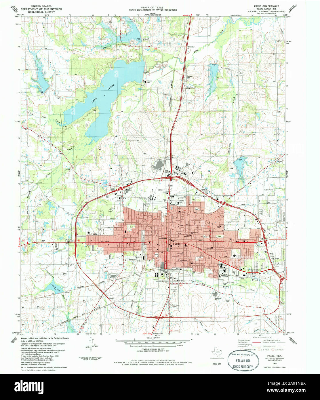 Carte TOPO USGS Texas TX Paris 1174471984 24000 Restauration Banque D'Images