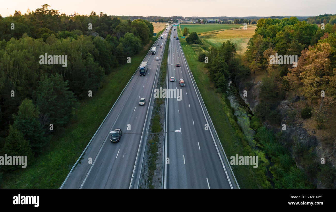 Les voitures sur l'Autoroute, Vue aérienne Banque D'Images