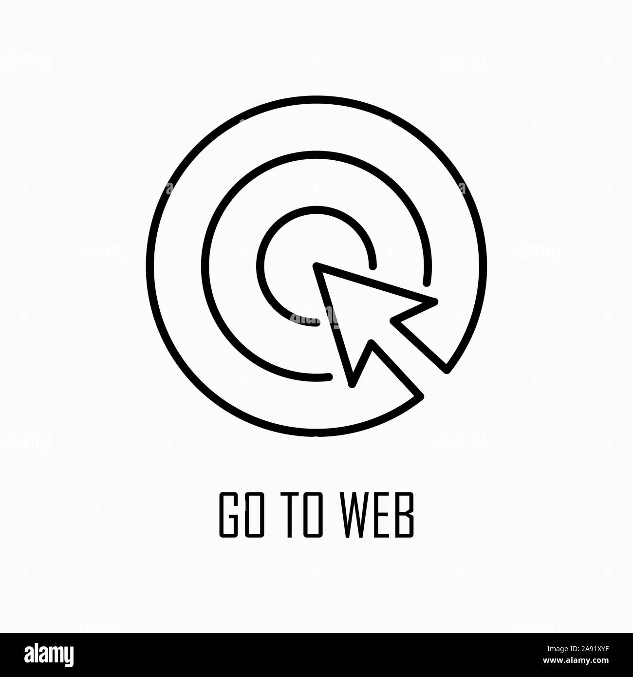 Rendez-vous sur site web cliquez sur l'icône internet télévision contour simple illustration. Illustration de Vecteur