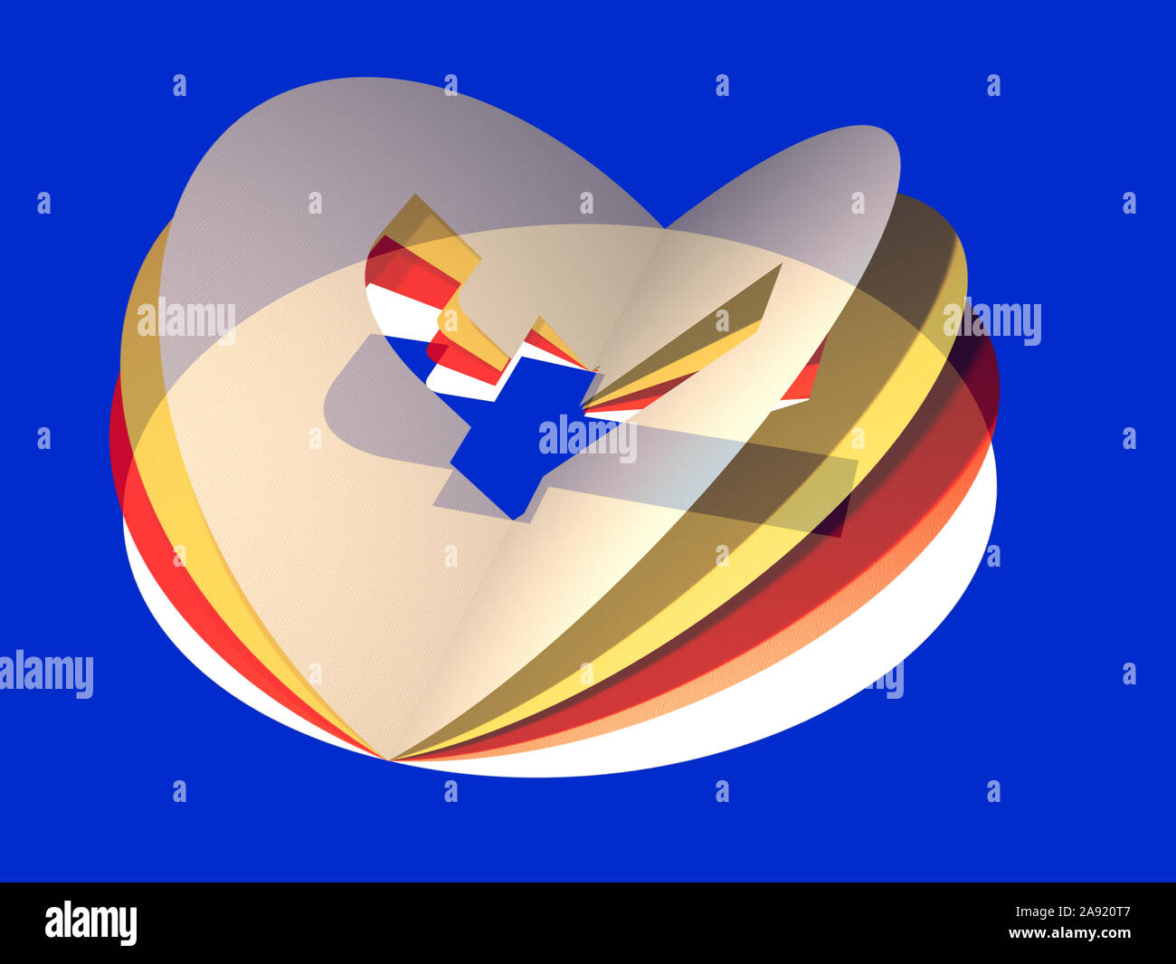 Kharkiv, Ukraine, novembre 2019 - logo Facebook paper cut off symbole autocollant en isométrique. Les éléments de surface couleur semi-transparente dans l'affichage 3D avec SHA Banque D'Images