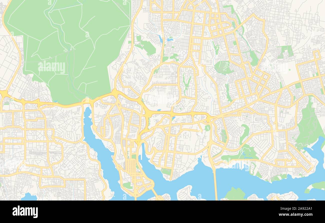 Version imprimable La carte des rues d'Abidjan, Côte d'Ivoire. Modèle de carte pour un usage en entreprise. Illustration de Vecteur