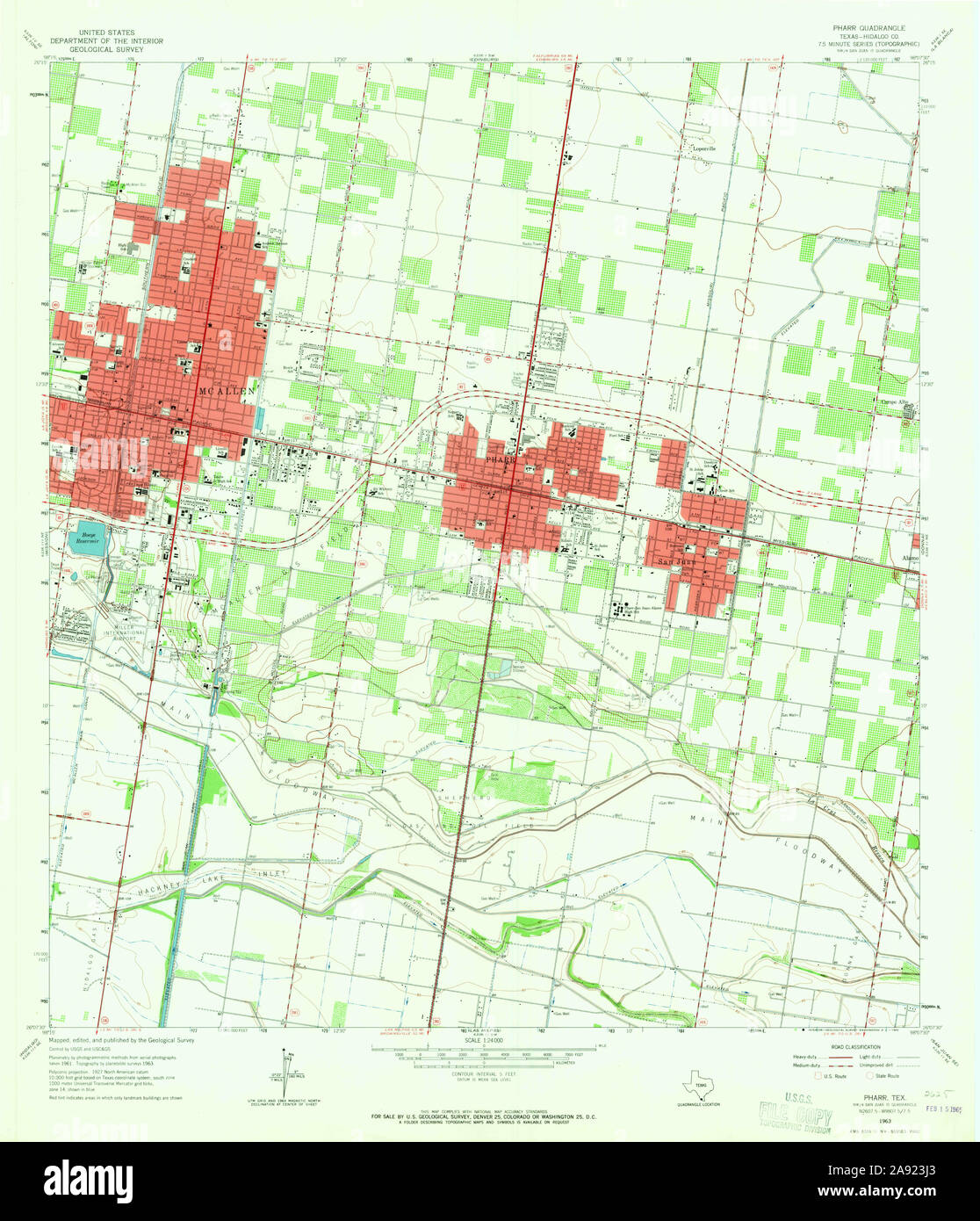 Carte TOPO USGS Texas TX Pharr 1149391963 Restauration 24000 Banque D'Images