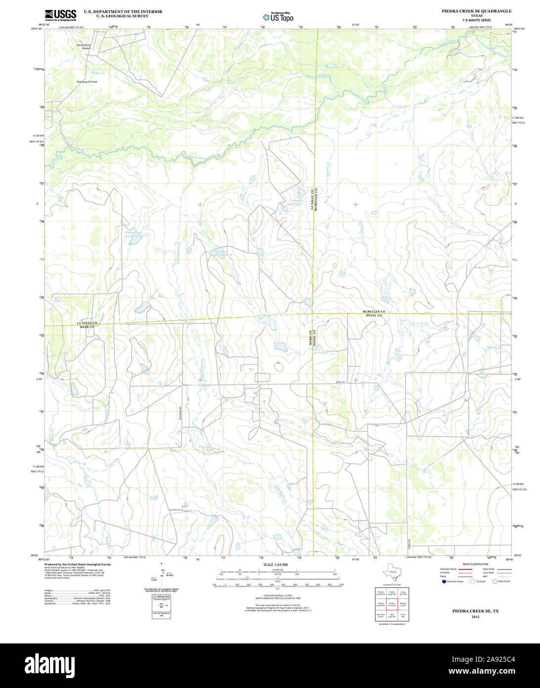 Carte TOPO USGS Texas TX Piedra Creek SE 20121218 Restauration TM Banque D'Images