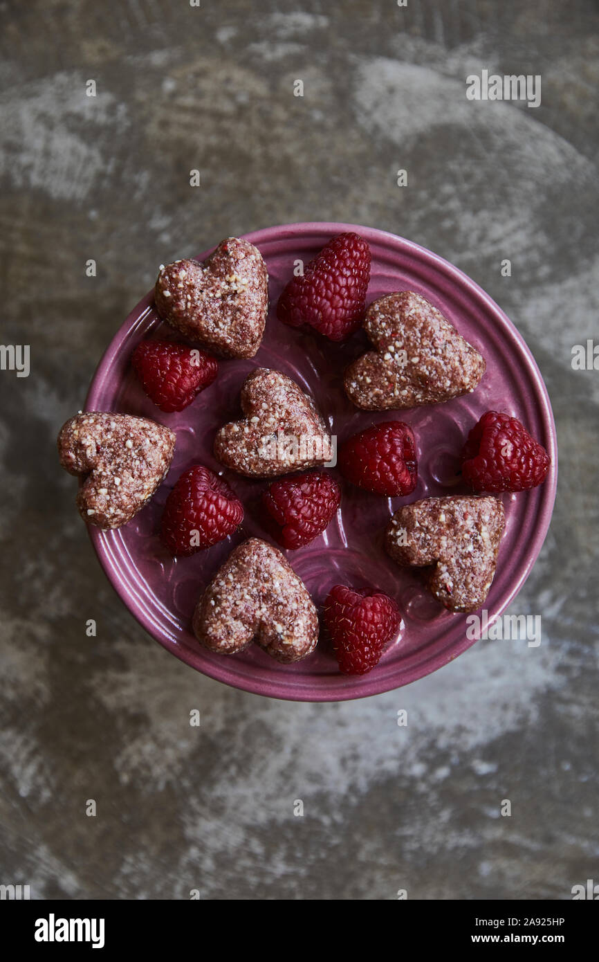 Mousse aux framboises Banque D'Images