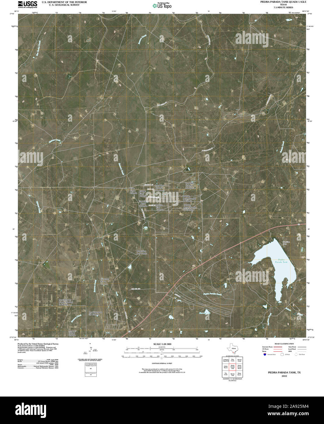 Carte TOPO USGS Texas TX Piedra Parada 20100506 Réservoir Restauration TM Banque D'Images