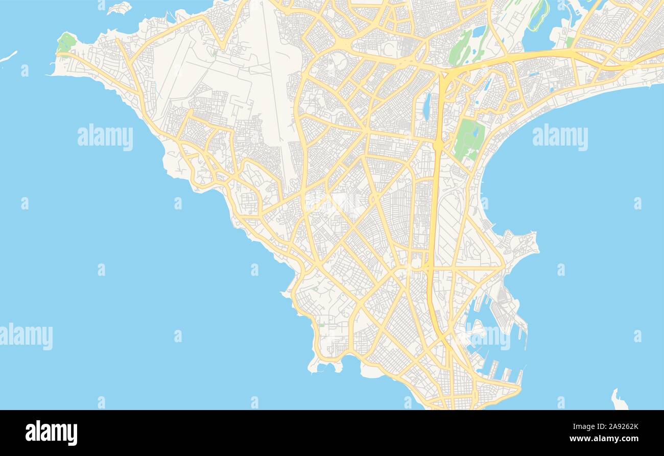 Version imprimable La carte des rues de Dakar, Sénégal. Modèle de carte pour un usage en entreprise. Illustration de Vecteur