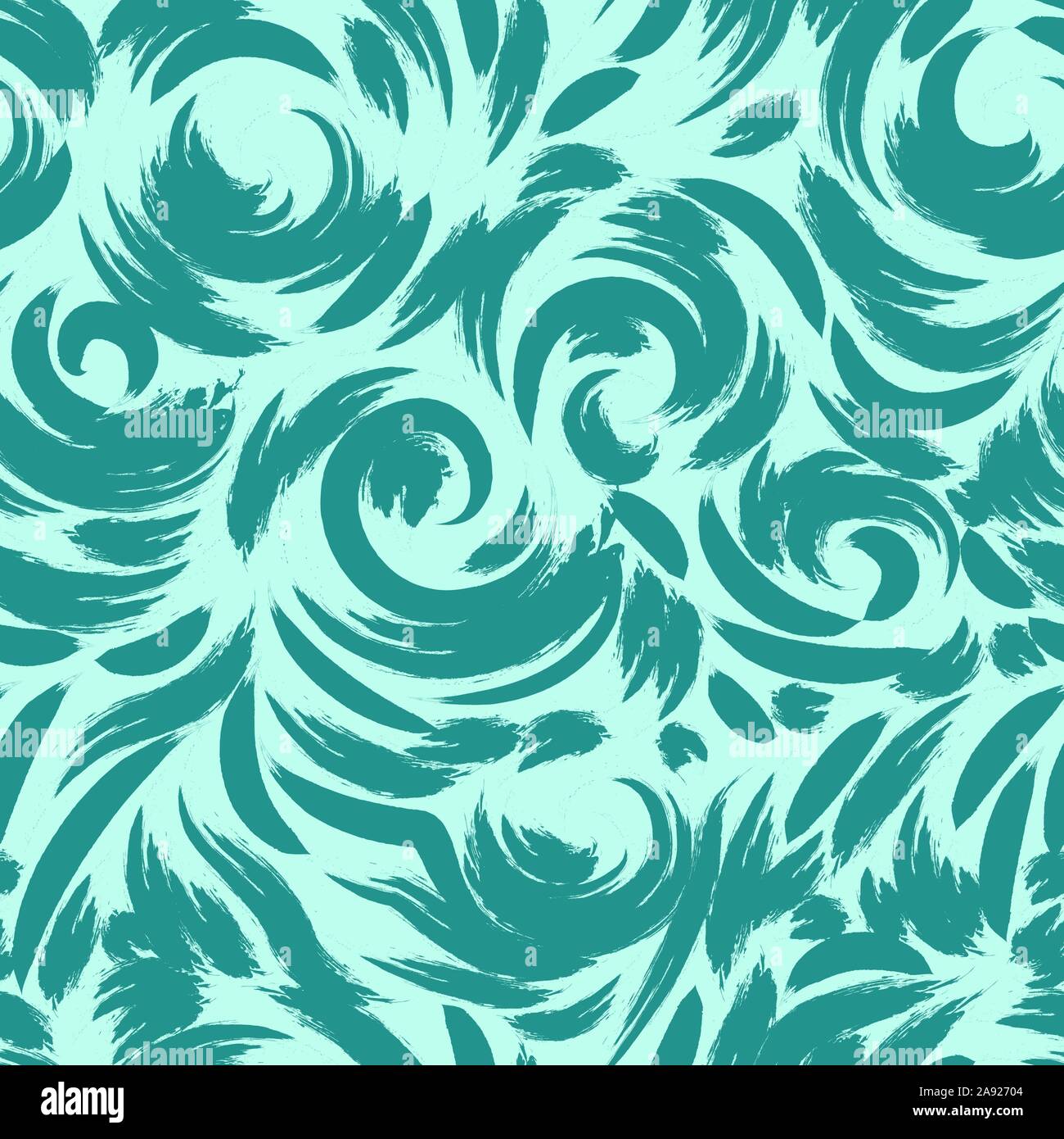 Modèle vectoriel en couleur turquoise. Motif transparent Marine faite d'éclaboussures et des vagues. La texture des spirales de boucles et de tourbillon. Illustration de Vecteur