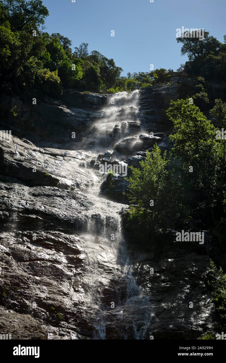 Cascade du Voile de la Mariée / Cascade du Voile de la Mariée à Bocognano, Corse du Sud Corse France - Corse paysage cascade d'été Banque D'Images