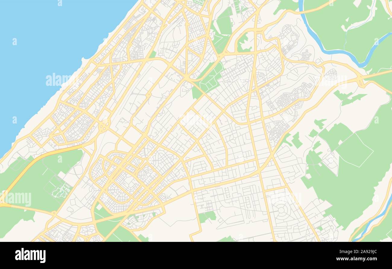 Version imprimable Plan de Rabat, Maroc. Modèle de carte pour un usage en entreprise. Illustration de Vecteur