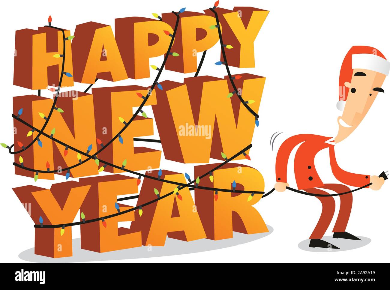 Costume homme portant un éclairage bonne année signe pour les vacances Illustration de Vecteur