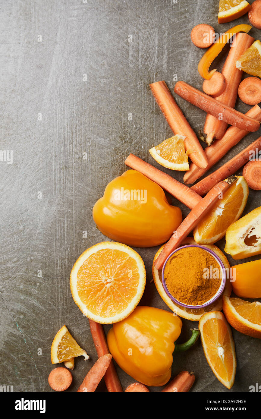 Jaune et orange fruits et légumes Banque D'Images