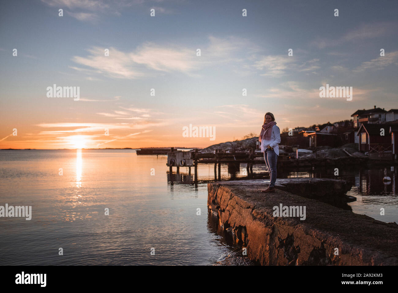 Femme en mer Banque D'Images