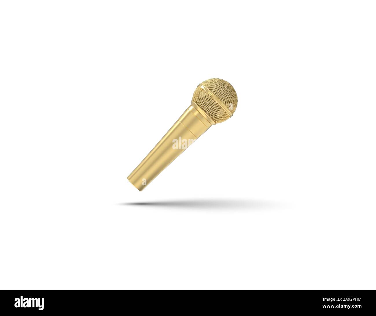 Microphone or isolated on White 3D Rendering Banque D'Images