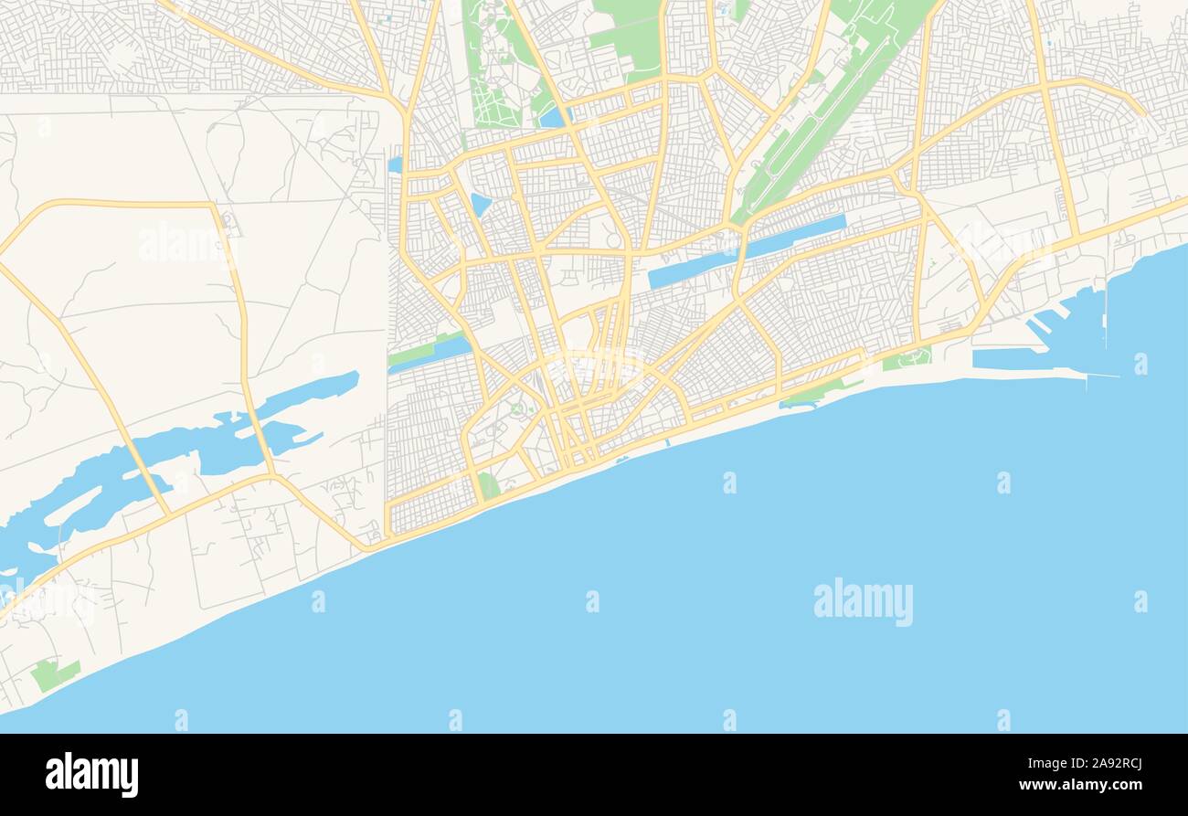 Version imprimable La carte des rues de Lomé, Togo. Modèle de carte pour un usage en entreprise. Illustration de Vecteur