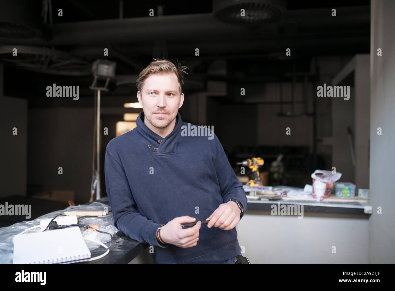 L'homme sur chantier Banque D'Images