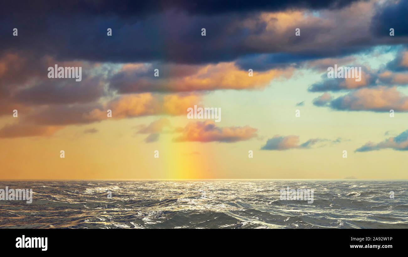Arc-en-ciel sur la mer au Danemark dans l'après-midi Banque D'Images