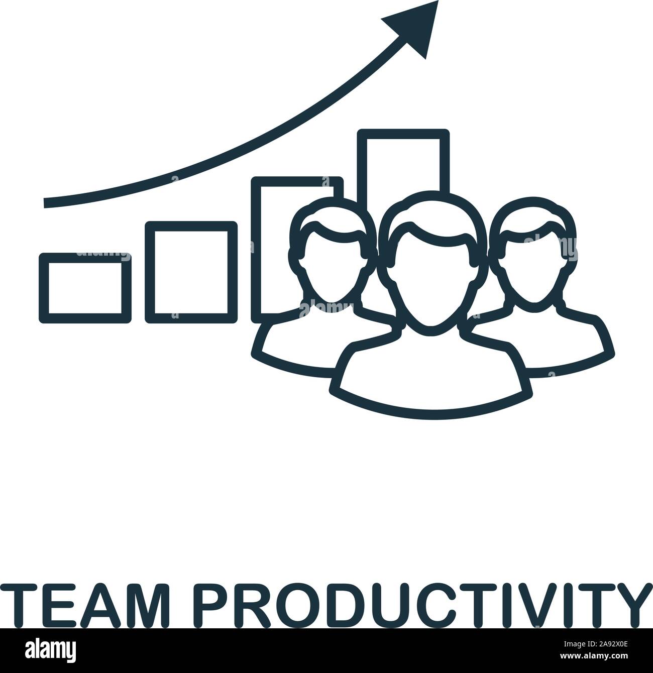 L'icône de la productivité de l'équipe style contour. Fine ligne de la productivité de l'équipe créative de l'icône, logo design graphique et plus Illustration de Vecteur