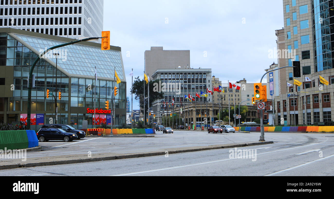 Une vue sur la rue à Winnipeg, Manitoba Banque D'Images