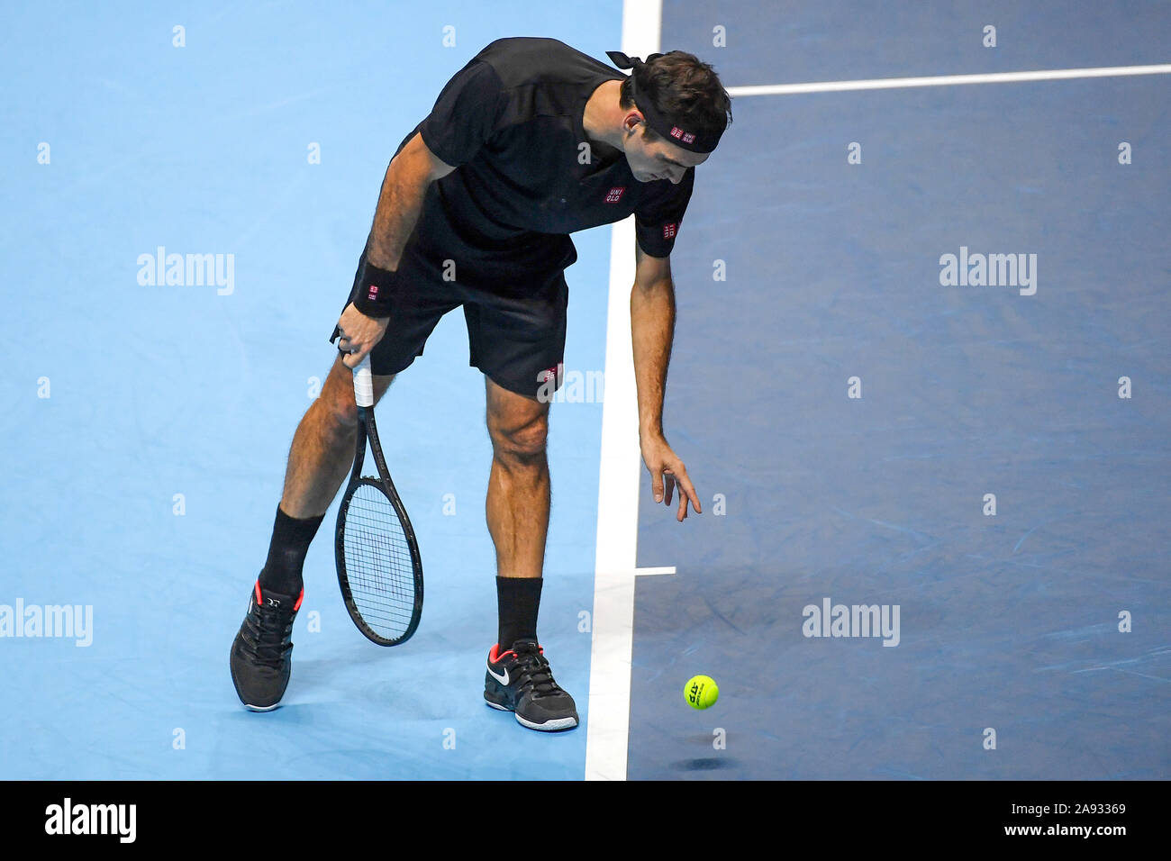 12 novembre 2019, Londres, Italie : Roger Federer sui ,,lors des finales ATP Nitto - des célibataires - Roger Federer Vs Matteo, Berrettin les Internationaux de tennis à Londres, l'Italie, le 12 novembre 2019 - LPS/Roberto Zanettin (crédit Image : © Roberto Zanettin/LPS via Zuma sur le fil) Banque D'Images