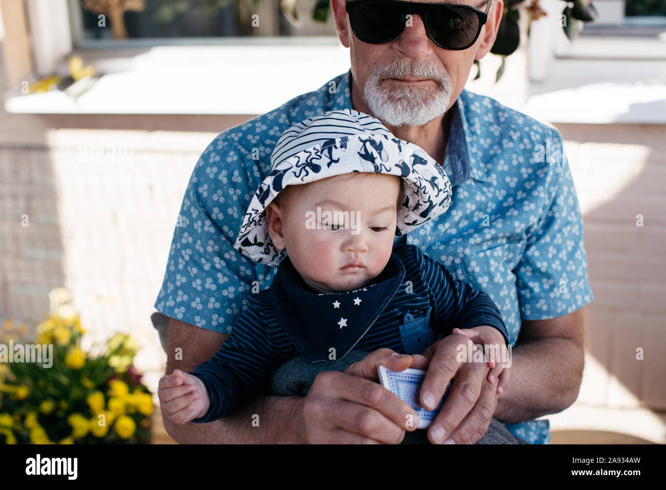Grand-père avec bébé Banque D'Images