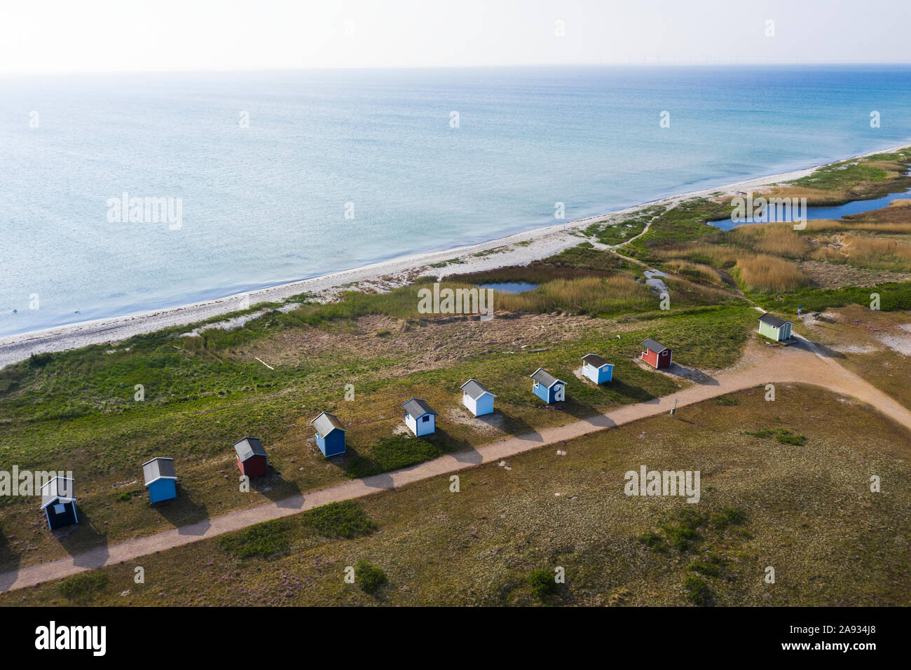 Cabines de plage en mer Banque D'Images