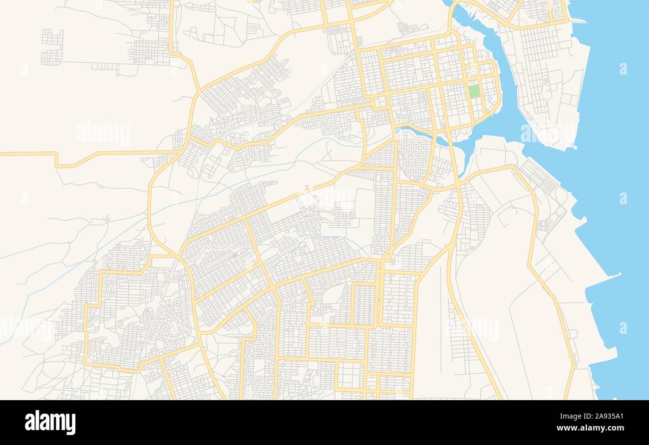 Version street Plan de Port Soudan, Soudan. Modèle de carte pour un usage en entreprise. Illustration de Vecteur