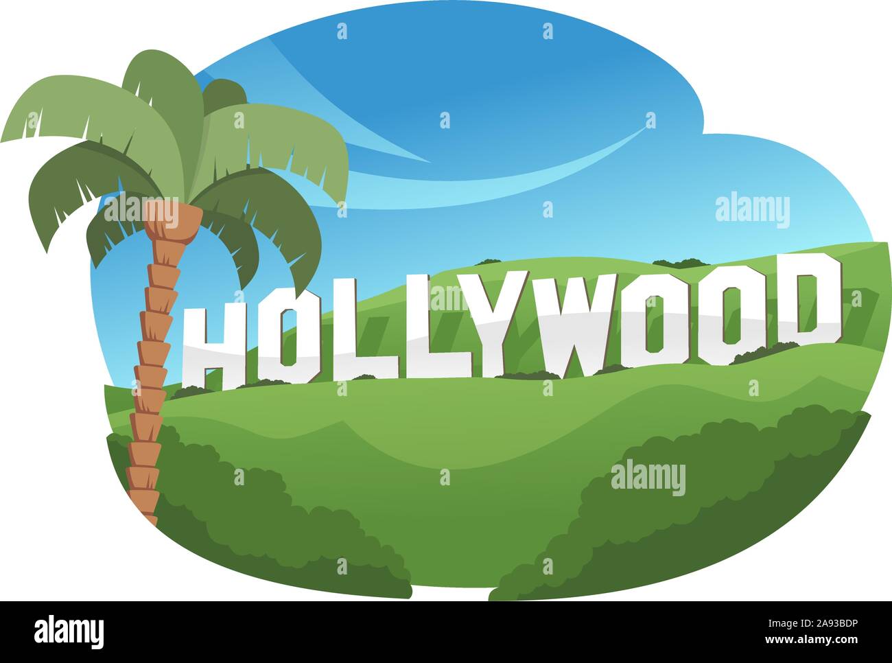 Hollywood Sign sur une colline verte illustration Illustration de Vecteur