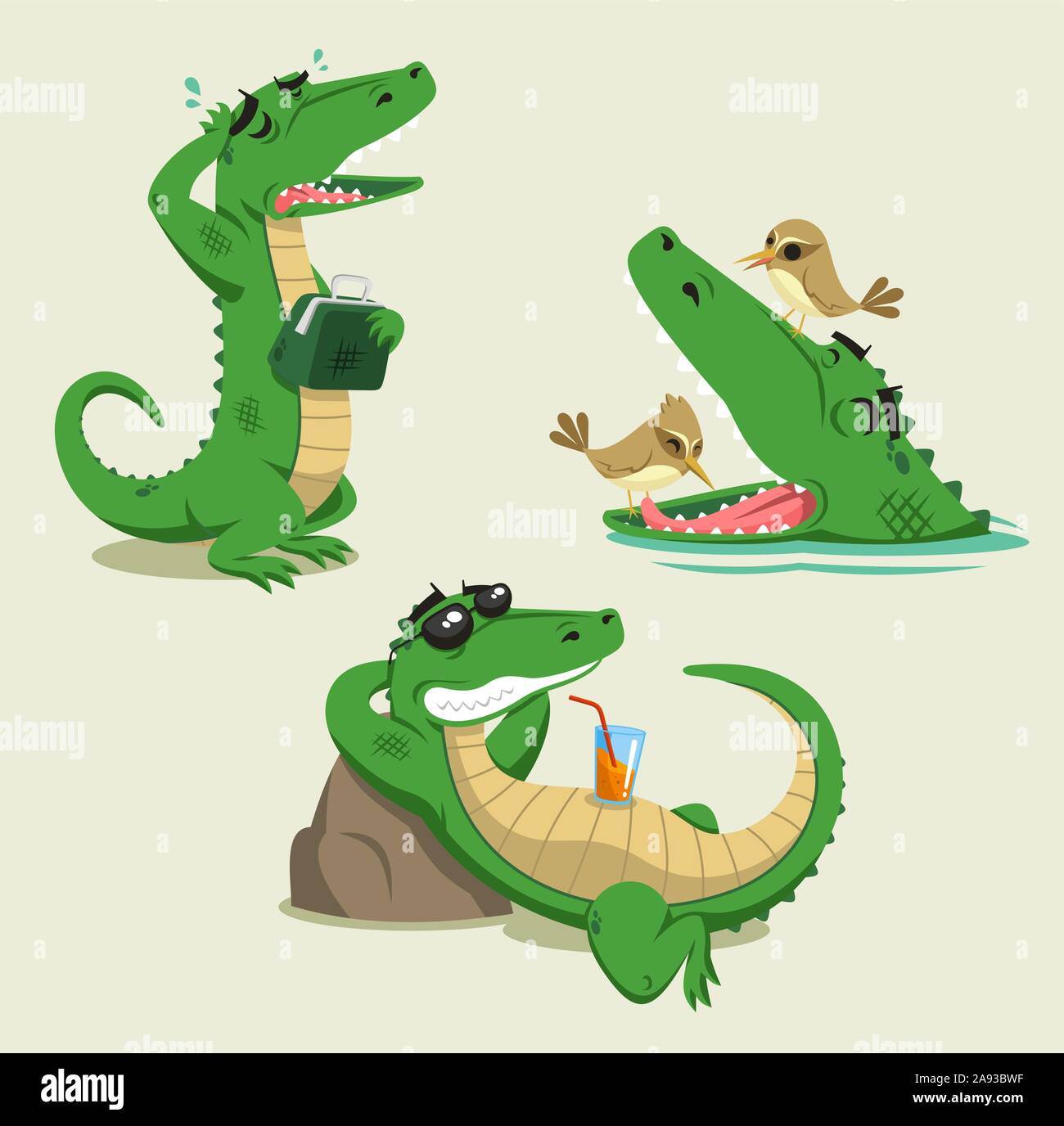 Relations sérieuses in Crocodile vector cartoon set Illustration de Vecteur